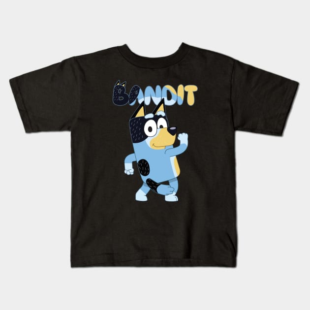 Bandit is Bluey and Bingo’s Dad Kids T-Shirt by KOMIKRUKII